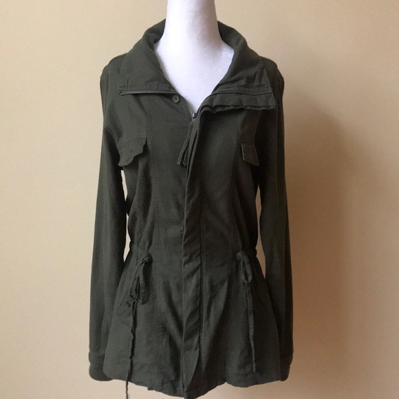 Love Tree Jackets & Blazers - Love Tree Green Linen Utility / Anorak Jacket